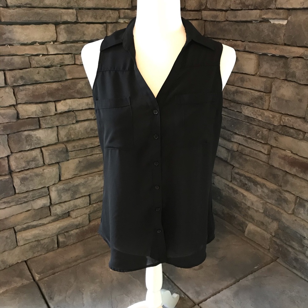 Express Black Button Down With Collar Sleeveless - image 1